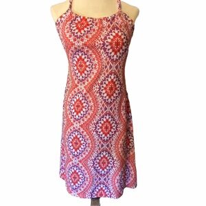 prAna Quinn Halter Shelf Bra Sundress Geometric Boho Festival Vacation Small
